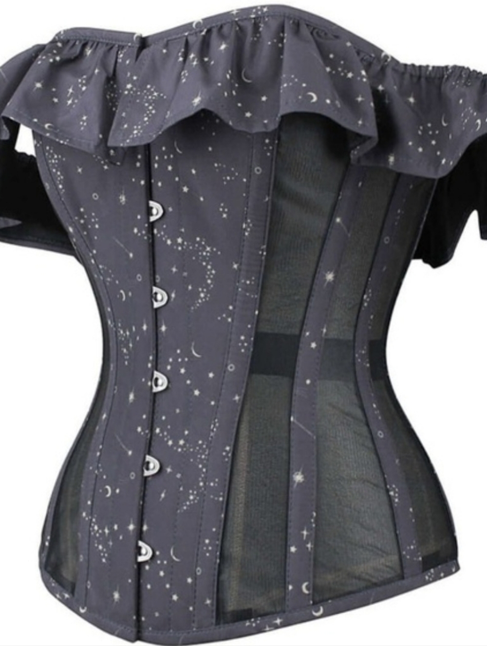 Off-Shoulder Navy Star-Print Corset - Picture 3 of 5